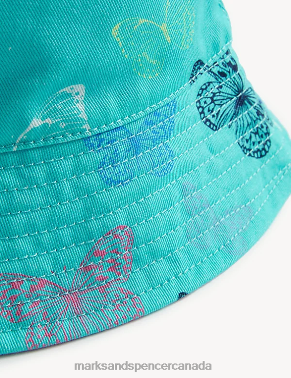 Marks and Spencer sale - Kids Bright Aqua Accessories Marks & Spencer Pure Cotton Butterfly Sun Hat 20VTD8500