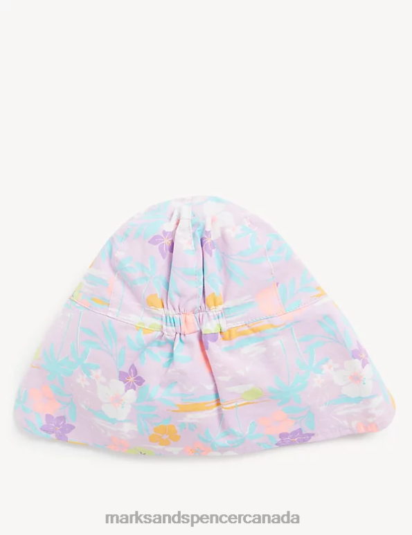 Kids Cool Pink Accessories Marks & Spencer Pure Cotton Floral Sun Hat 20VTD8133 - Marks and Spencer outlet