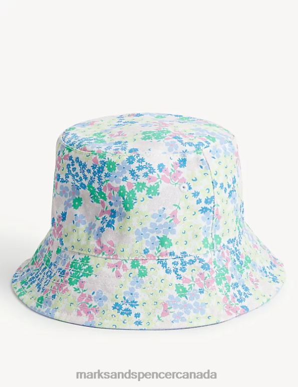 Kids Multi Accessories Marks & Spencer Pure Cotton Floral Sun Hat 20VTD8289 - Marks and Spencer online