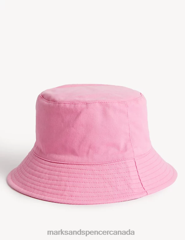 Kids Sugar Pink Accessories Marks & Spencer Pure Cotton Plain Sun Hat 20VTD8576 - Marks and Spencer Canada locations
