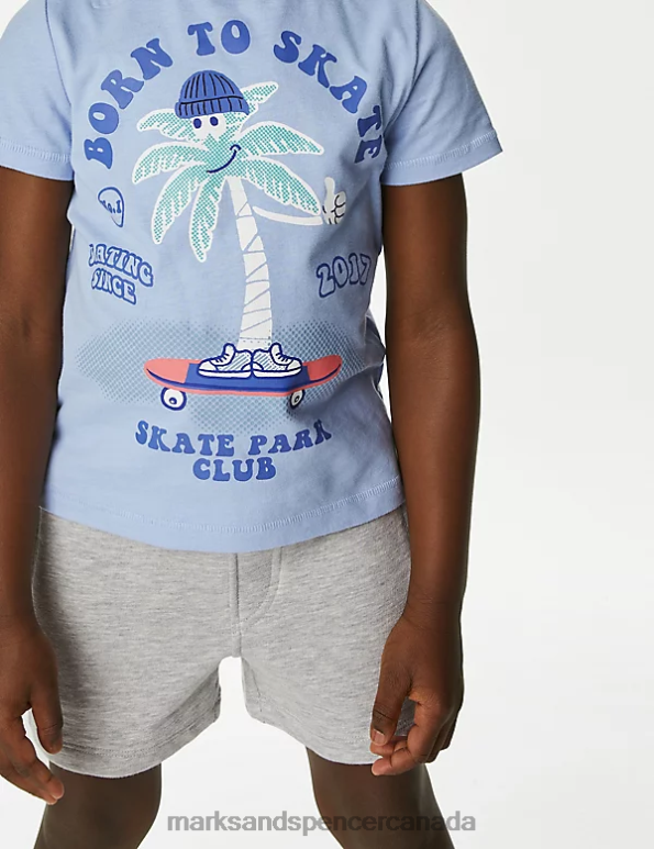 Kids Multi Clothing Marks & Spencer 2pc Pure Cotton Born To Skate Outfit 20VTD8263 - Marks and Spencer Canada locations