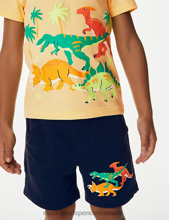 Marks and Spencer sale - Kids Multi Clothing Marks & Spencer 2pc Pure Cotton Dinosaur Top & Bottom Outfit 20VTD8141