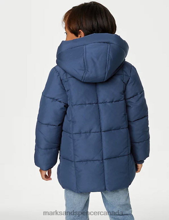 Kids Navy Clothing Marks & Spencer Stormwear Hooded Longline Padded Coat 20VTD7927 - Marks and Spencer Canada locations