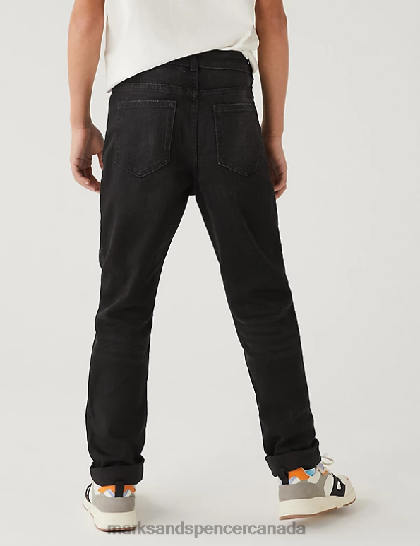 Kids Black Denim Clothing Marks & Spencer The Jones Straight Fit Cotton with Stretch Jeans 20VTD8181 - Marks and Spencer online