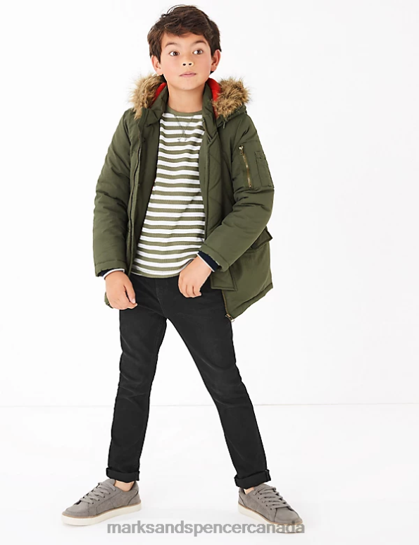 Kids Black Denim Clothing Marks & Spencer The Jones Straight Fit Cotton with Stretch Jeans 20VTD8181 - Marks and Spencer online