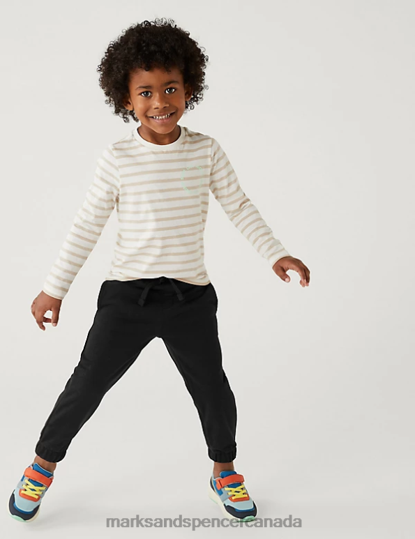 Marks and Spencer near me - Kids Black Mix Clothing Marks & Spencer Cotton Rich Draw Cord Joggers 20VTD8599