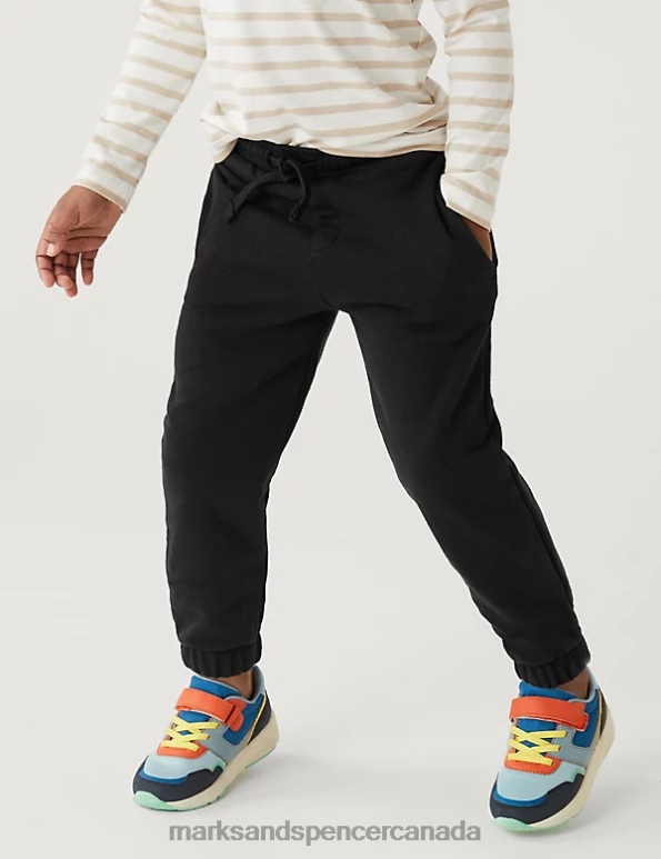 Marks and Spencer near me - Kids Black Mix Clothing Marks & Spencer Cotton Rich Draw Cord Joggers 20VTD8599