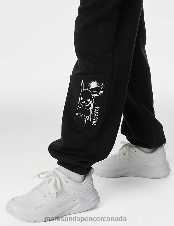 Kids Black Mix Clothing Marks & Spencer Cotton Rich Pokemon Joggers 20VTD7829 - Marks and Spencer online