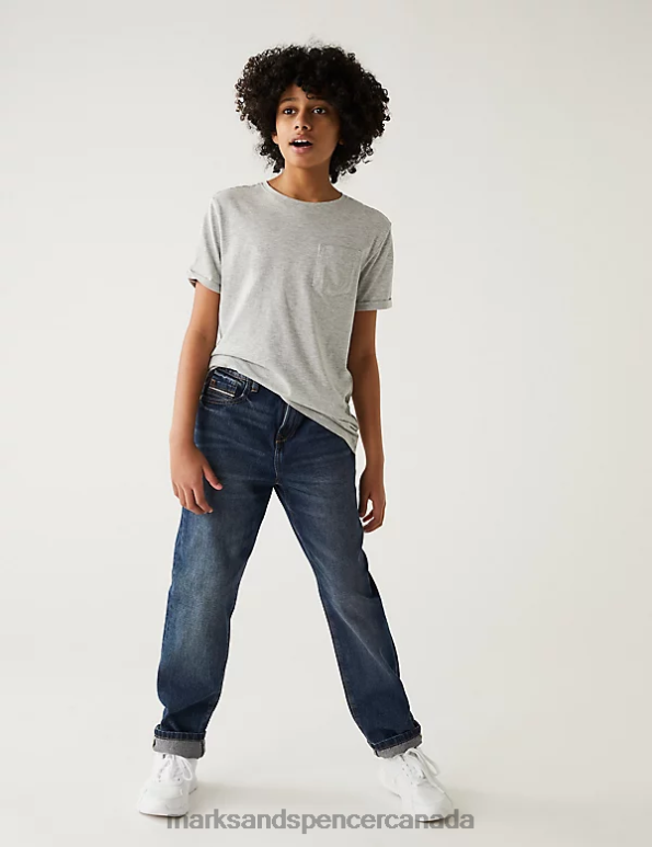 Marks and Spencer near me - Kids Dark Denim Clothing Marks & Spencer Relaxed Pure Cotton Jeans 20VTD8562