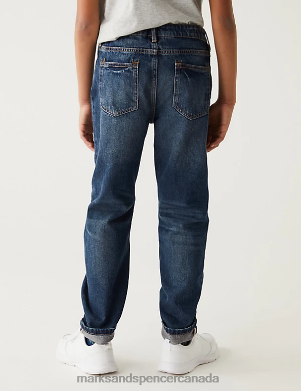 Marks and Spencer near me - Kids Dark Denim Clothing Marks & Spencer Relaxed Pure Cotton Jeans 20VTD8562