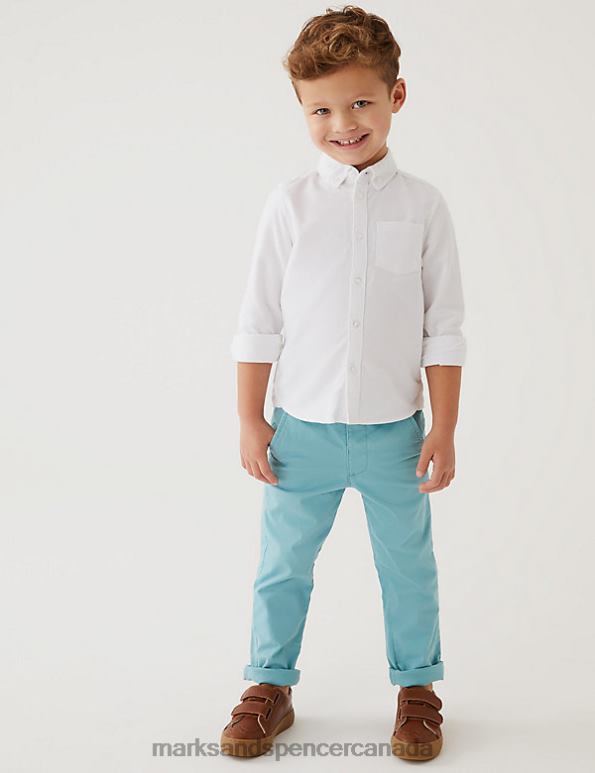 Marks and Spencer near me - Kids Dusted Aqua Clothing Marks & Spencer Cotton Rich Chinos 20VTD8226