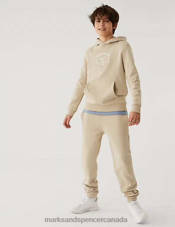 Marks and Spencer Canada - Kids Light Stone Clothing Marks & Spencer Cotton Rich Joggers 20VTD8765