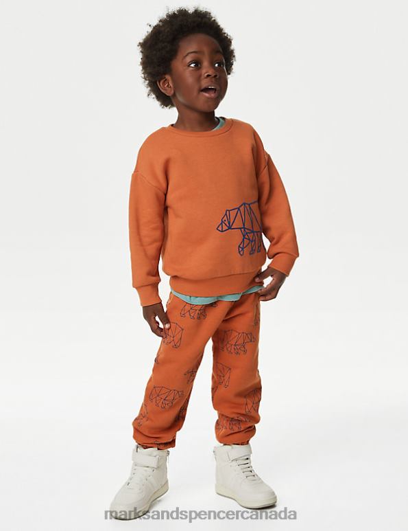 Marks and Spencer near me - Kids Orange Mix Clothing Marks & Spencer Cotton Rich Bear Joggers 20VTD7922