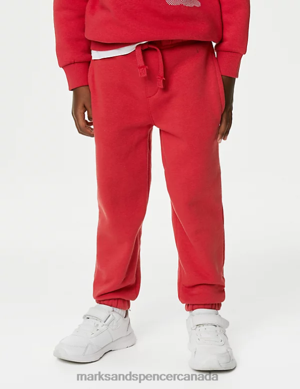Marks and Spencer sale - Kids Red Clothing Marks & Spencer Cotton Rich Draw Cord Joggers 20VTD8600