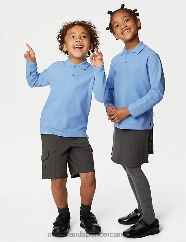 Marks and Spencer near me - Kids Blue School Uniform Marks & Spencer 2pk Pure Cotton School Polo Shirts 20VTD3593