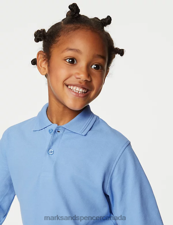 Marks and Spencer near me - Kids Blue School Uniform Marks & Spencer 2pk Pure Cotton School Polo Shirts 20VTD3593