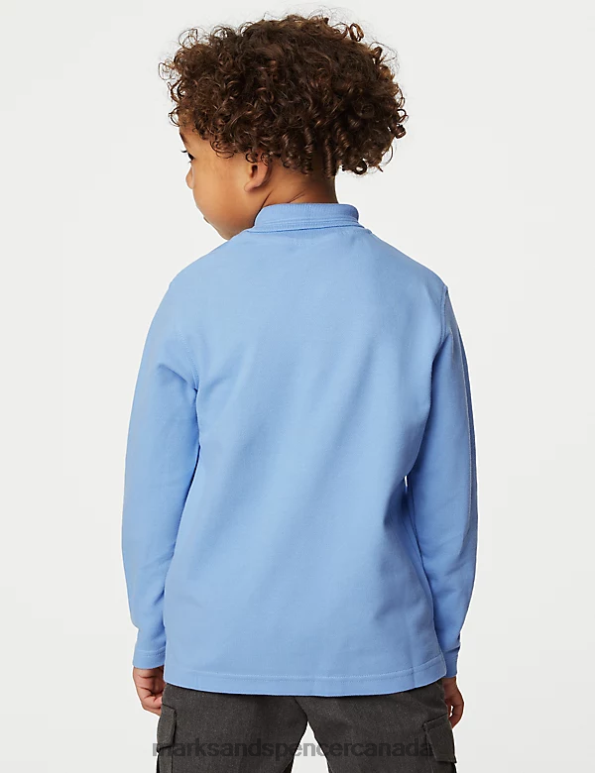Marks and Spencer near me - Kids Blue School Uniform Marks & Spencer 2pk Pure Cotton School Polo Shirts 20VTD3593