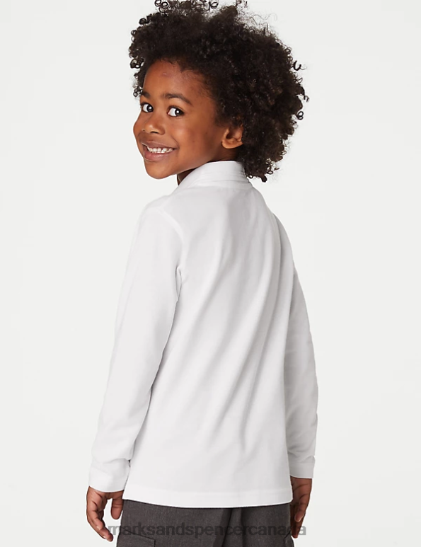 Marks and Spencer Canada - Kids White School Uniform Marks & Spencer 2pk Pure Cotton School Polo Shirts 20VTD3296