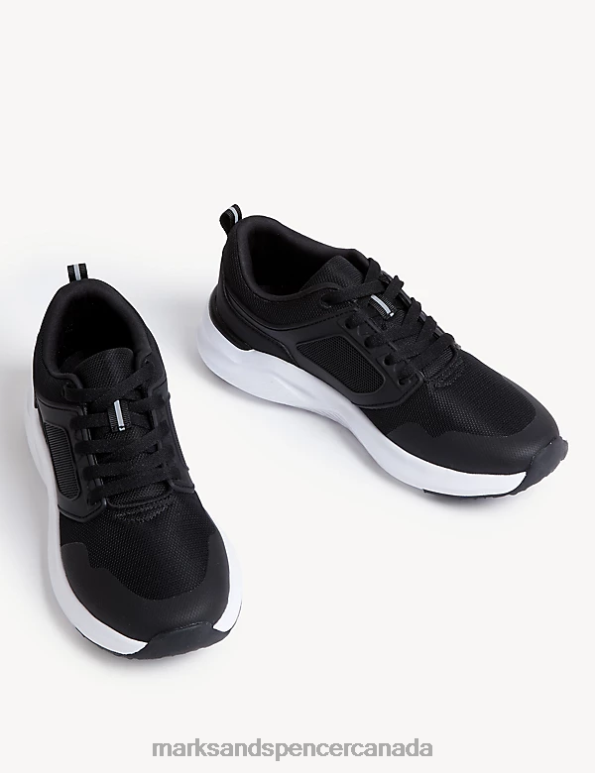 Kids Black Footwear Marks & Spencer Freshfeet Lace Up Sport Trainers 20VTD8638 - Marks and Spencer online