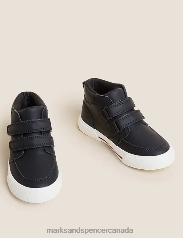 Marks and Spencer near me - Kids Black Footwear Marks & Spencer Freshfeet Riptape High Tops 20VTD8407