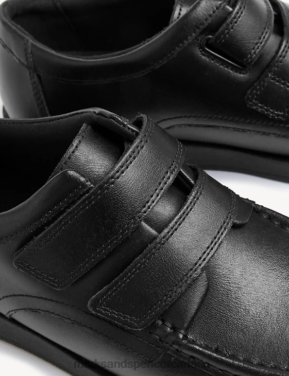 Marks and Spencer sale - Kids Black Footwear Marks & Spencer Leather Double Riptape School Shoes 20VTD8095