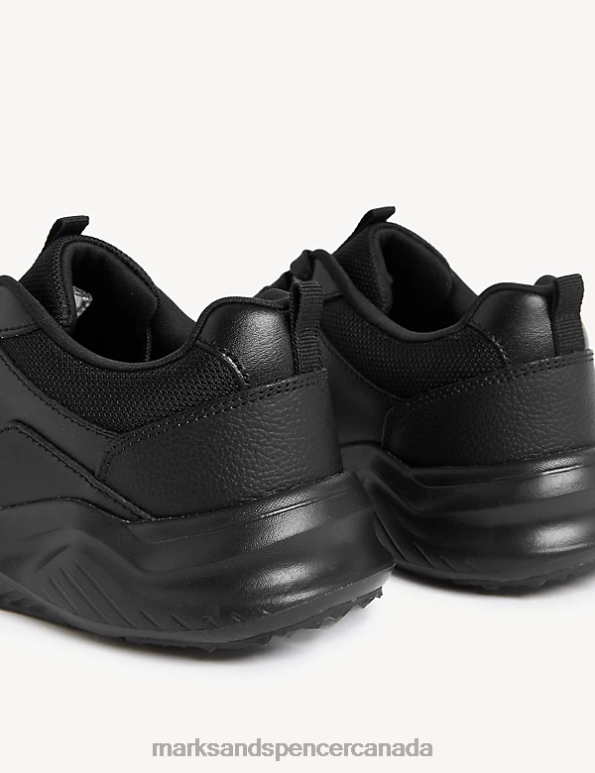 Marks and Spencer Canada - Kids Black Footwear Marks & Spencer Leather Lace up School Trainer 20VTD8515
