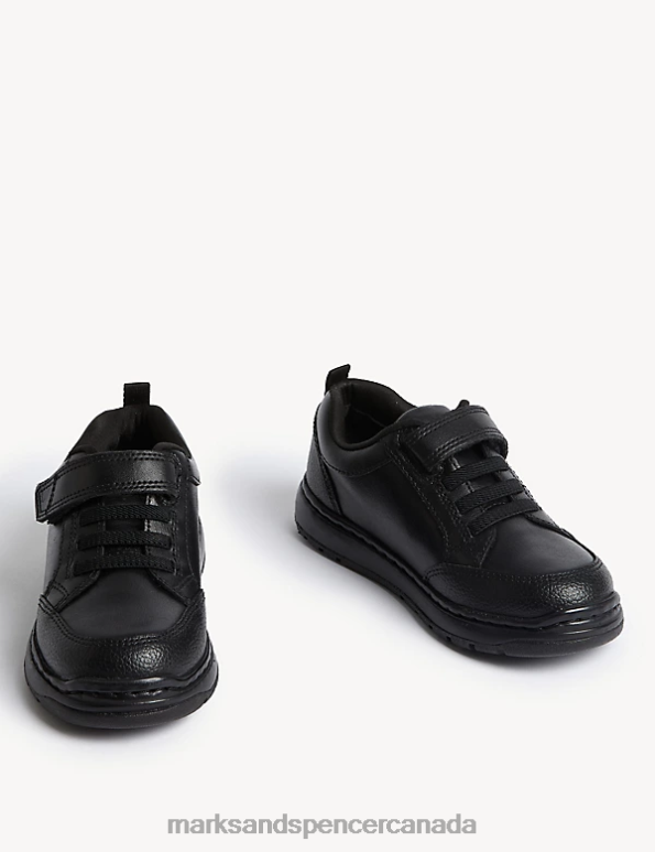 Kids Black Footwear Marks & Spencer Leather Riptape School Shoes 20VTD8508 - Marks and Spencer Canada locations