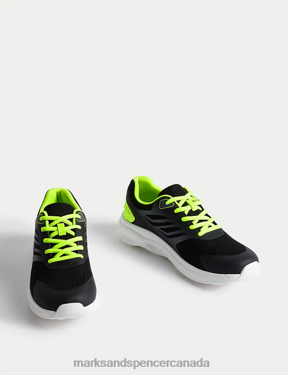 Marks and Spencer Canada - Kids Black Mix Footwear Marks & Spencer Freshfeet Sport Trainers 20VTD8196