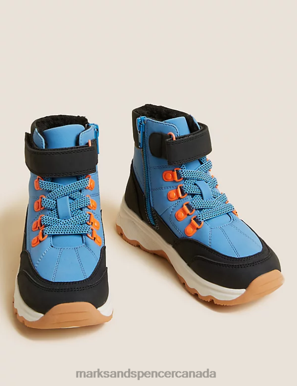 Kids Blue Mix Footwear Marks & Spencer Freshfeet Hiker Boots 20VTD8859 - Marks and Spencer Canada locations