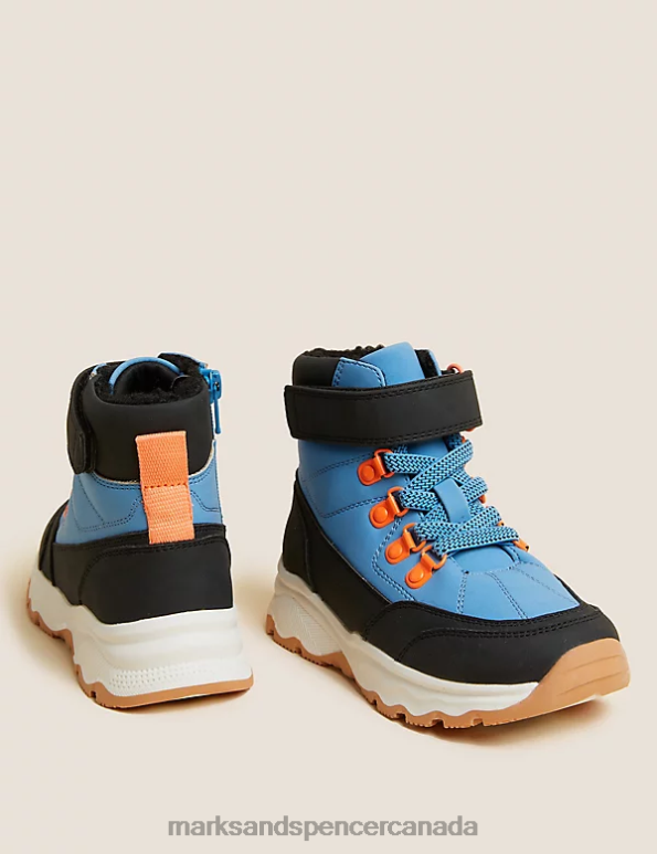 Kids Blue Mix Footwear Marks & Spencer Freshfeet Hiker Boots 20VTD8859 - Marks and Spencer Canada locations