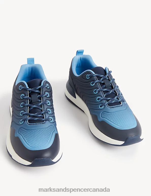 Marks and Spencer near me - Kids Blue Mix Footwear Marks & Spencer Freshfeet Ombre Trainers 20VTD8002