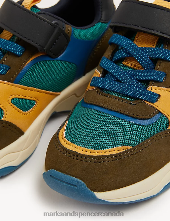 Kids Brown Mix Footwear Marks & Spencer Freshfeet Colour Block Trainers 20VTD8616 - Marks and Spencer Canada locations