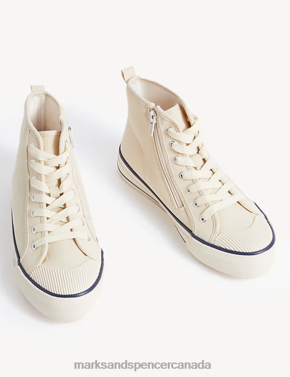 Marks and Spencer near me - Kids Cream Footwear Marks & Spencer Canvas Freshfeet High Tops 20VTD8344