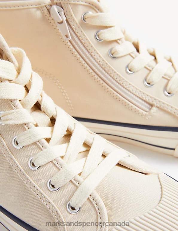 Marks and Spencer near me - Kids Cream Footwear Marks & Spencer Canvas Freshfeet High Tops 20VTD8344