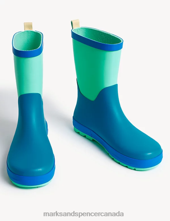 Marks and Spencer near me - Kids Green Mix Footwear Marks & Spencer Colour Block Wellies 20VTD8283