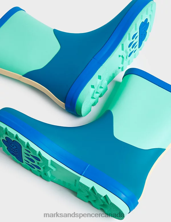 Marks and Spencer near me - Kids Green Mix Footwear Marks & Spencer Colour Block Wellies 20VTD8283