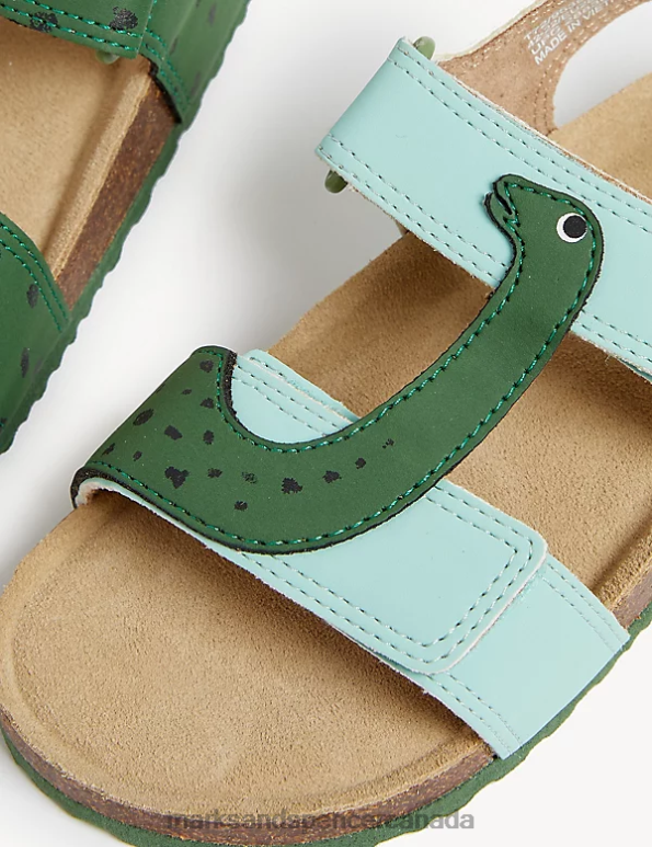 Marks and Spencer Canada - Kids Green Mix Footwear Marks & Spencer Dinosaur Riptape Footbeds Sandals 20VTD8708