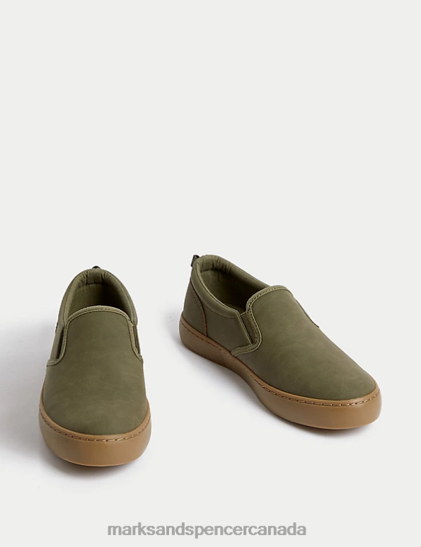 Marks and Spencer sale - Kids Khaki Footwear Marks & Spencer Freshfeet Slip-on Shoes 20VTD8155