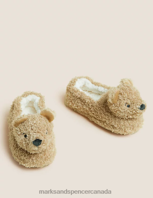 Marks and Spencer sale - Kids Light Brown Footwear Marks & Spencer Spencer Bear Slippers 20VTD8364