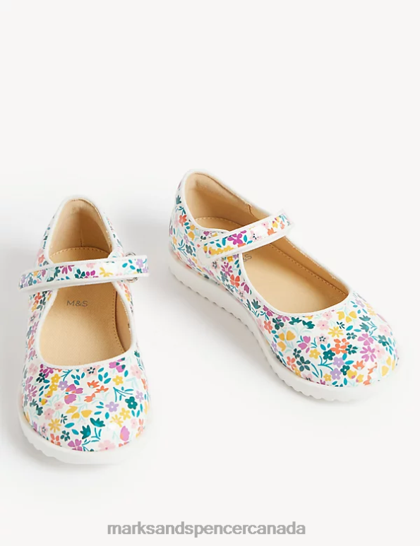 Marks and Spencer near me - Kids Multi Footwear Marks & Spencer Riptape Floral Mary Jane Shoes 20VTD8982