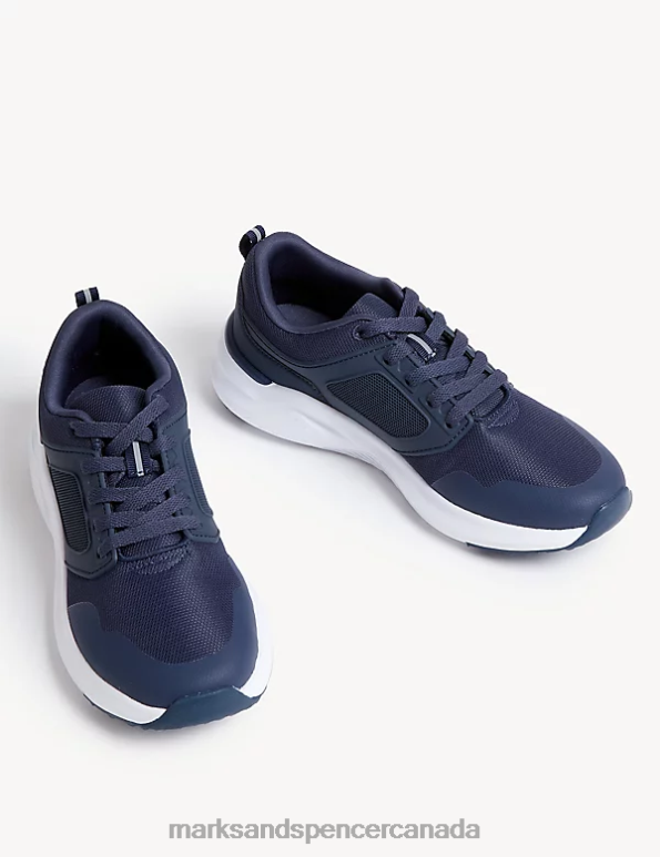 Kids Navy Footwear Marks & Spencer Freshfeet Lace Up Sport Trainers 20VTD8399 - Marks and Spencer Canada locations
