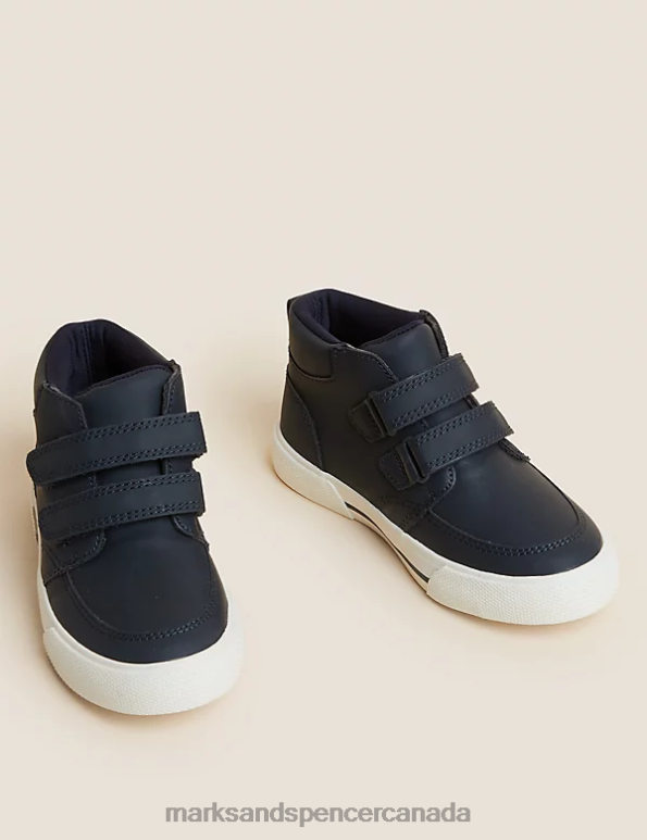 Marks and Spencer Canada - Kids Navy Footwear Marks & Spencer Freshfeet Riptape High Tops 20VTD8127