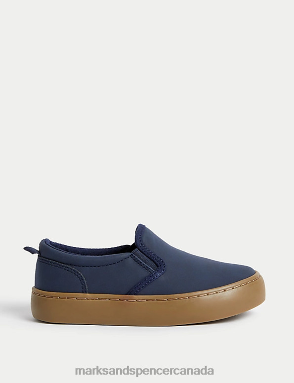 Marks and Spencer Canada - Kids Navy Footwear Marks & Spencer Freshfeet Slip-on Shoes 20VTD8082