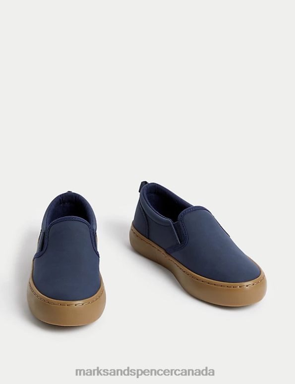 Marks and Spencer Canada - Kids Navy Footwear Marks & Spencer Freshfeet Slip-on Shoes 20VTD8082