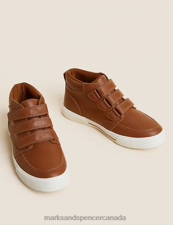 Kids Tan Footwear Marks & Spencer Freshfeet Riptape High Tops 20VTD8241 - Marks and Spencer Canada locations