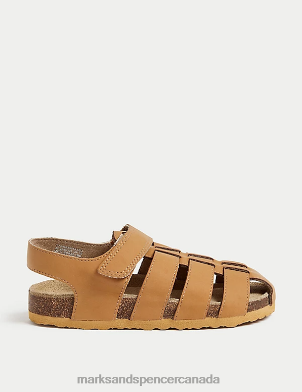 Kids Tan Footwear Marks & Spencer Riptape Footbed Sandals 20VTD8888 - Marks and Spencer outlet