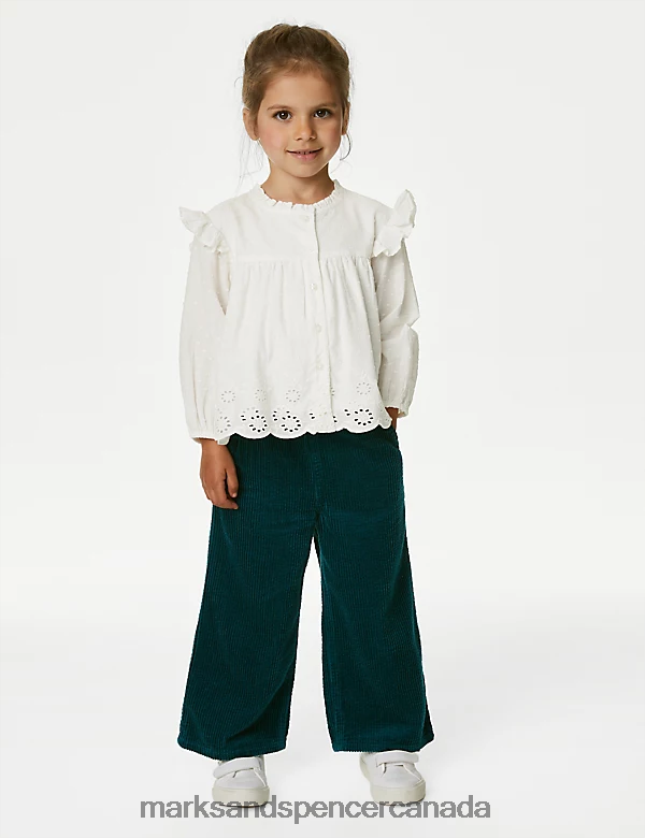 Marks and Spencer near me - Clothing 20VTD9239 Ivory Kids Marks & Spencer Pure Cotton Broderie Blouse Top