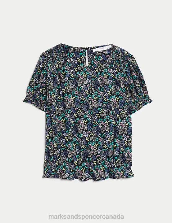 Marks & Spencer Kids Floral Blouse Top Clothing Blue Mix 20VTD9101 - Marks and Spencer Canada locations