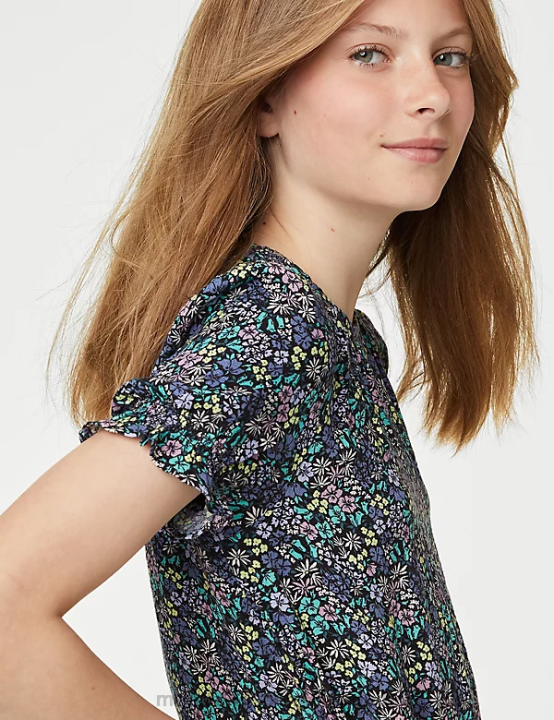 Marks & Spencer Kids Floral Blouse Top Clothing Blue Mix 20VTD9101 - Marks and Spencer Canada locations