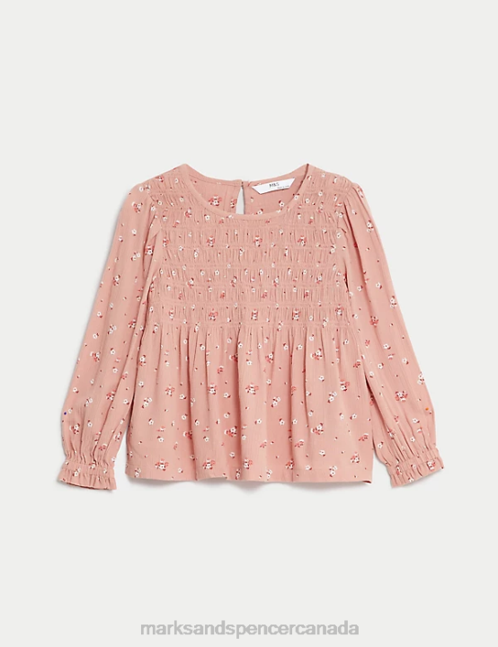 Marks & Spencer Kids Floral Shirred Blouse Clothing Pink Mix 20VTD9115 - Marks and Spencer outlet